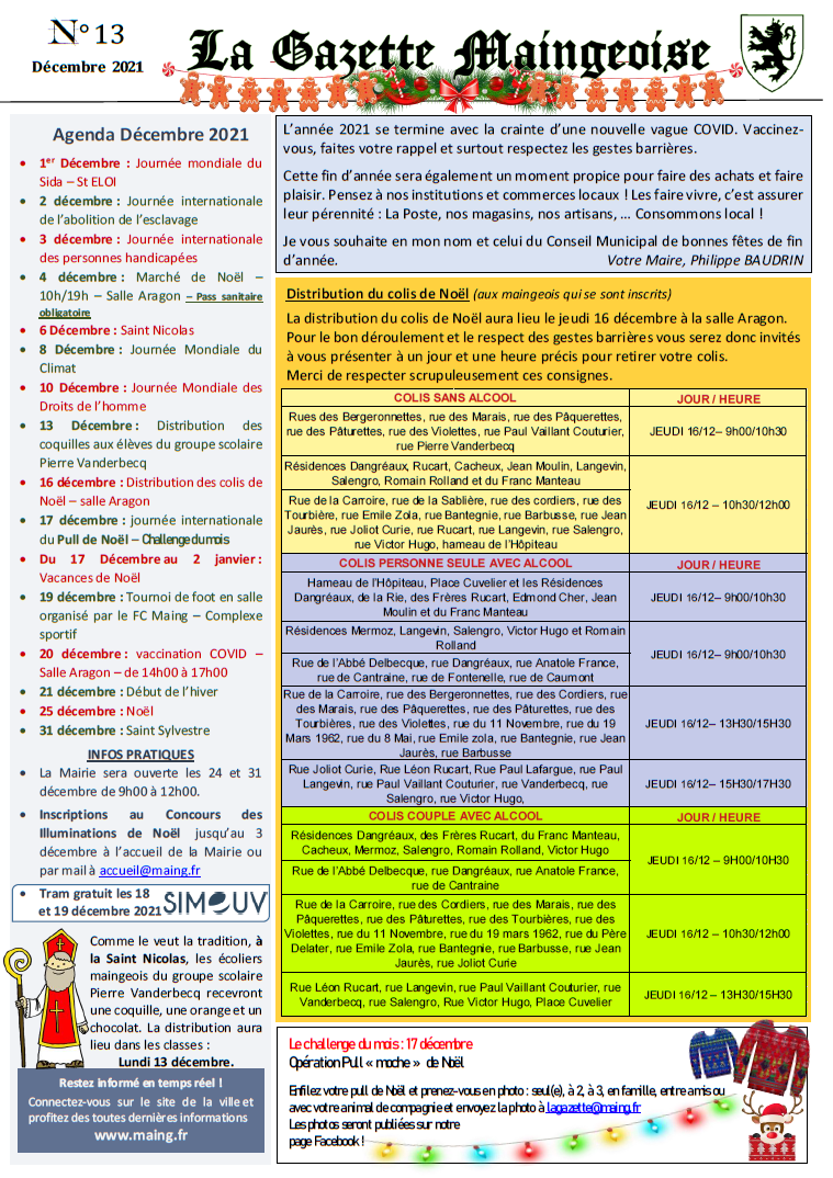 Distribution du colis de Noël - VILLE DE MAING